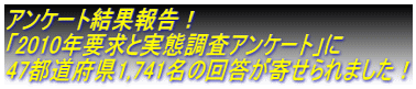 �A���P�[�g���ʕ񍐁I �u2010�N�v���Ǝ��Ԓ����A���P�[�g�v�� 47�s���{��1,741���̉񓚂��񂹂��܂����I